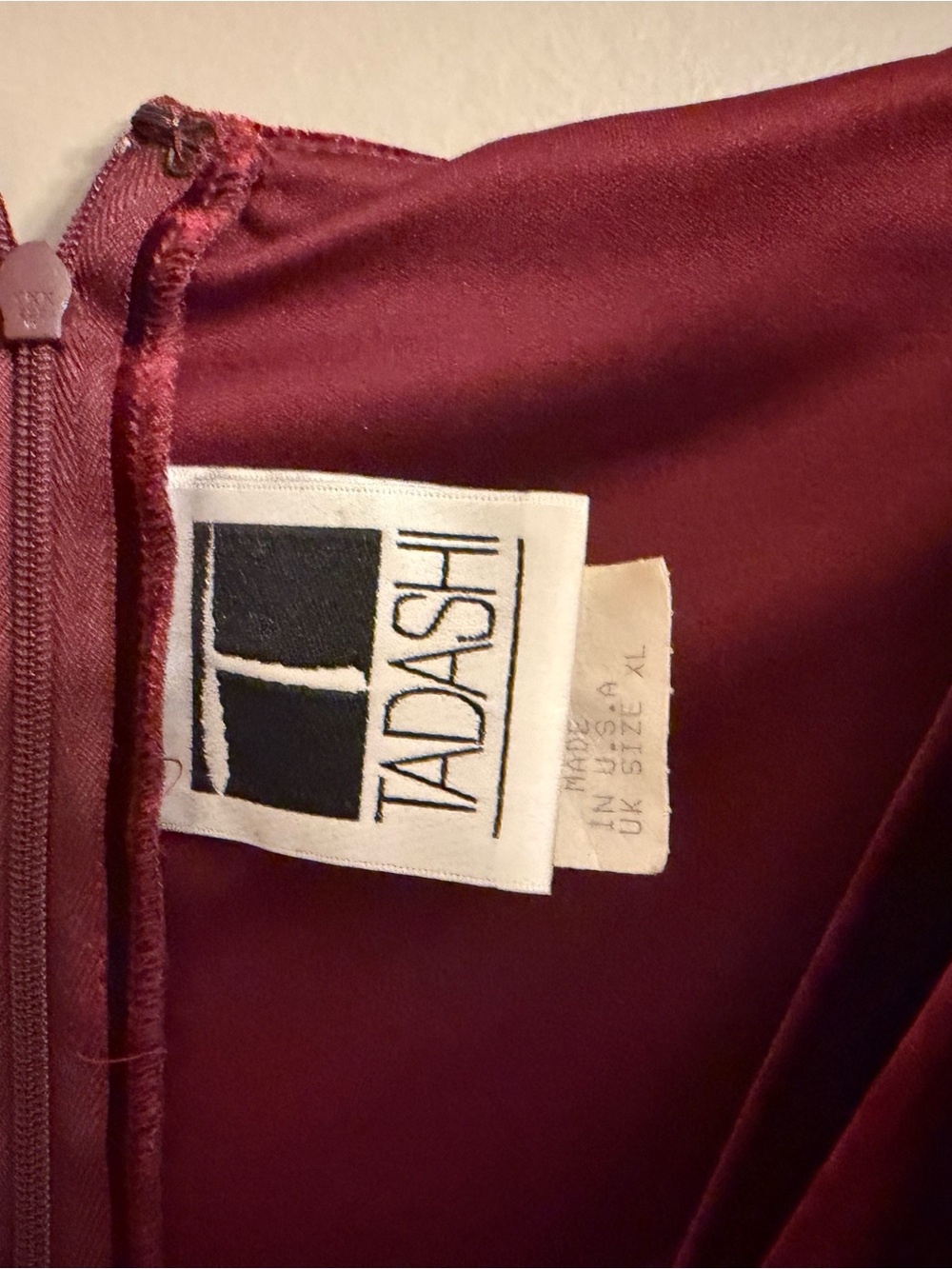 Tadashi Shoji Velvet Asymmetrical Gown Velvet Dress Burgundy X-Large (runs small - Picture 7 of 10